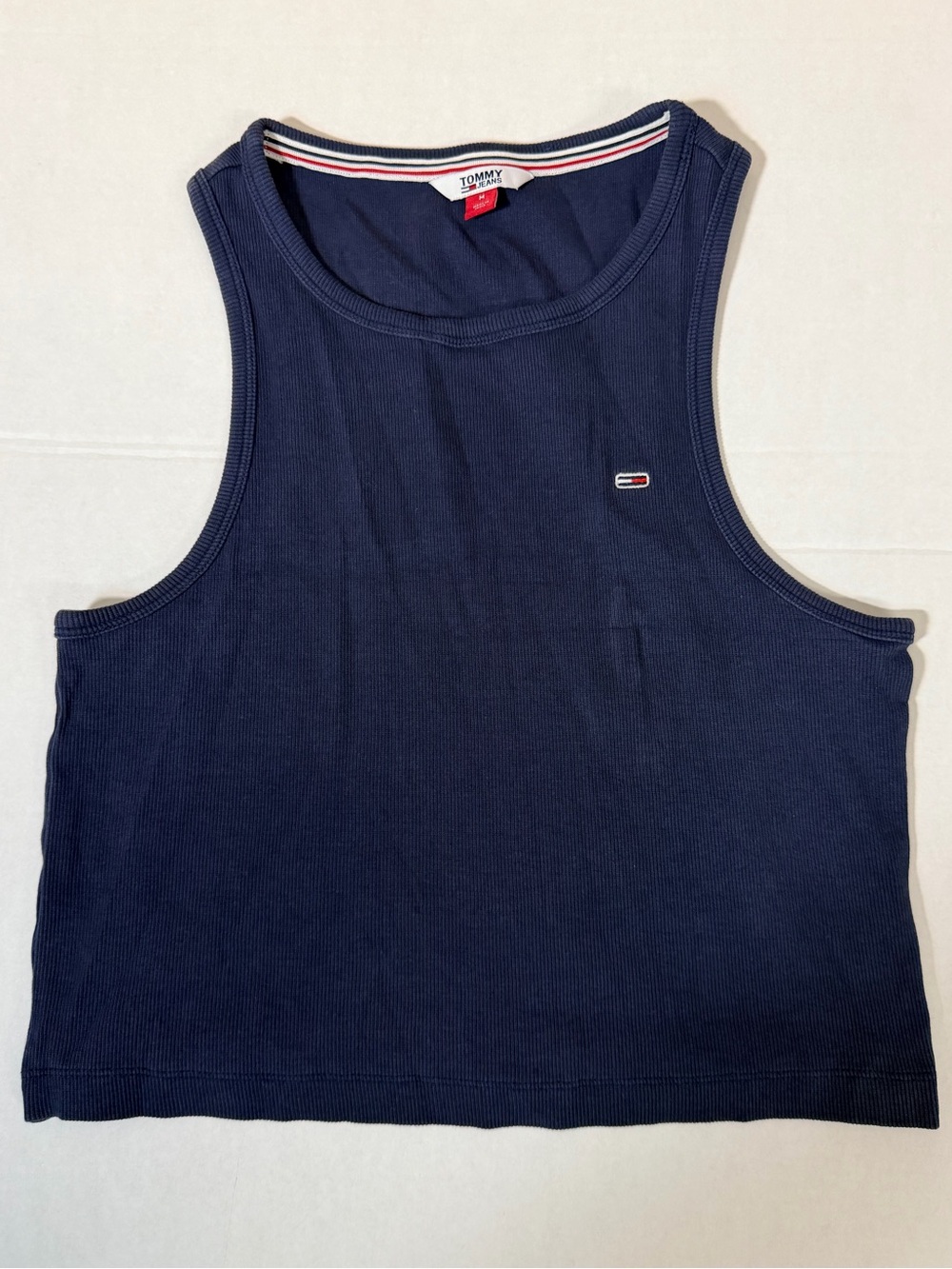 Tommy Hilfiger Navy Ribbed Tank with Signature Logo